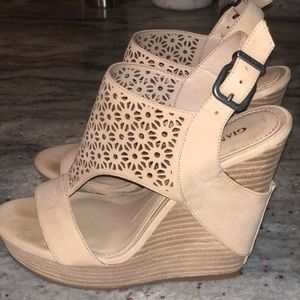 Gianni Bini Nude Wedges- Embellished heel